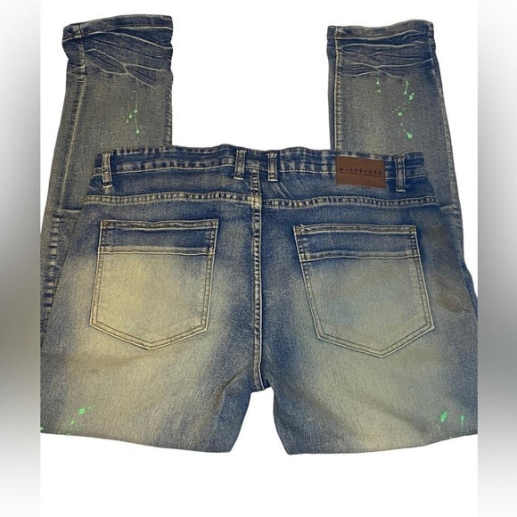 M. Society Politically Incorrect Men’s distressed paint splatter Jeans Size 38 - Picture 4 of 9
